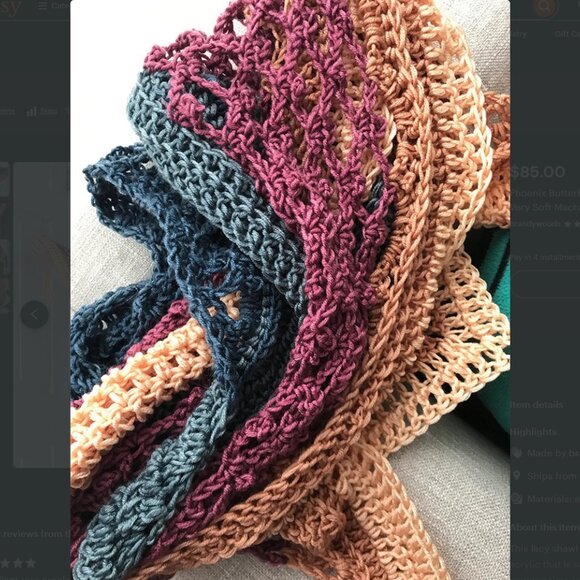 NEW Firey Lace Butterfly Handmade Crochet Shawl Wrap Scarf Very Soft Acrylic - Picture 4 of 4